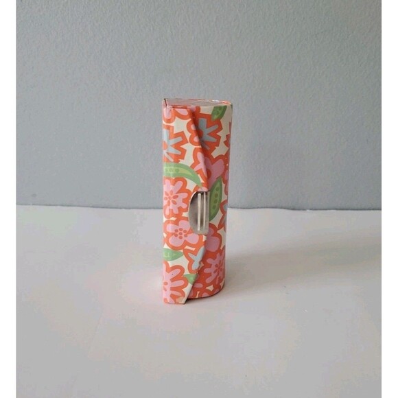 Clinique Vintage Orange Blue Floral Lipstick Snap Closure Case Mirror Inside - Picture 1 of 9